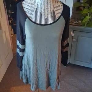 Emerald Sundae Black and Green Long Sleeve Top